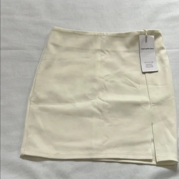 NWT Canton Walker BodyCon Cream Mini Skirt - Picture 4 of 6